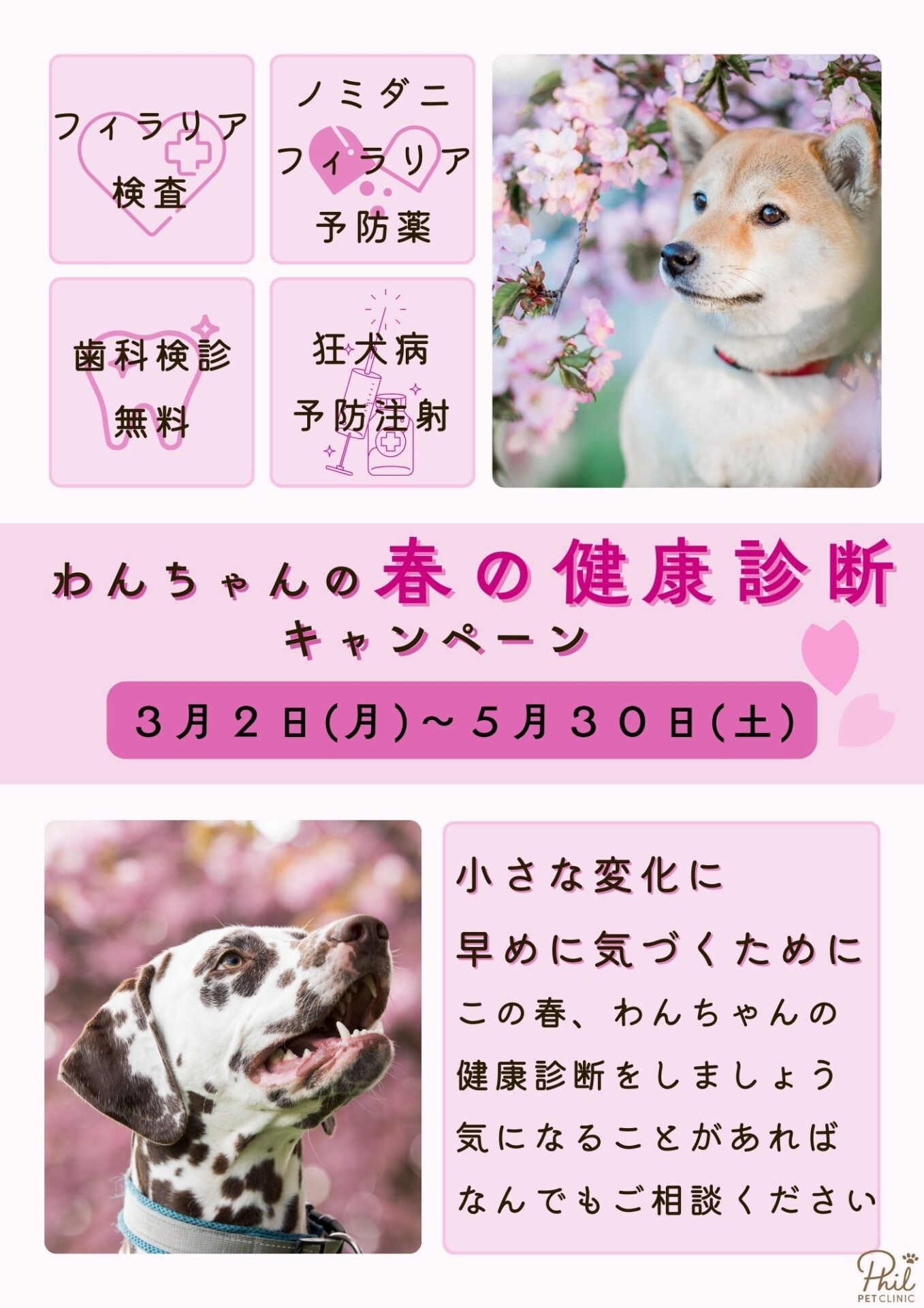 わんちゃんの春の健康診断キャンペーン（ポスター）